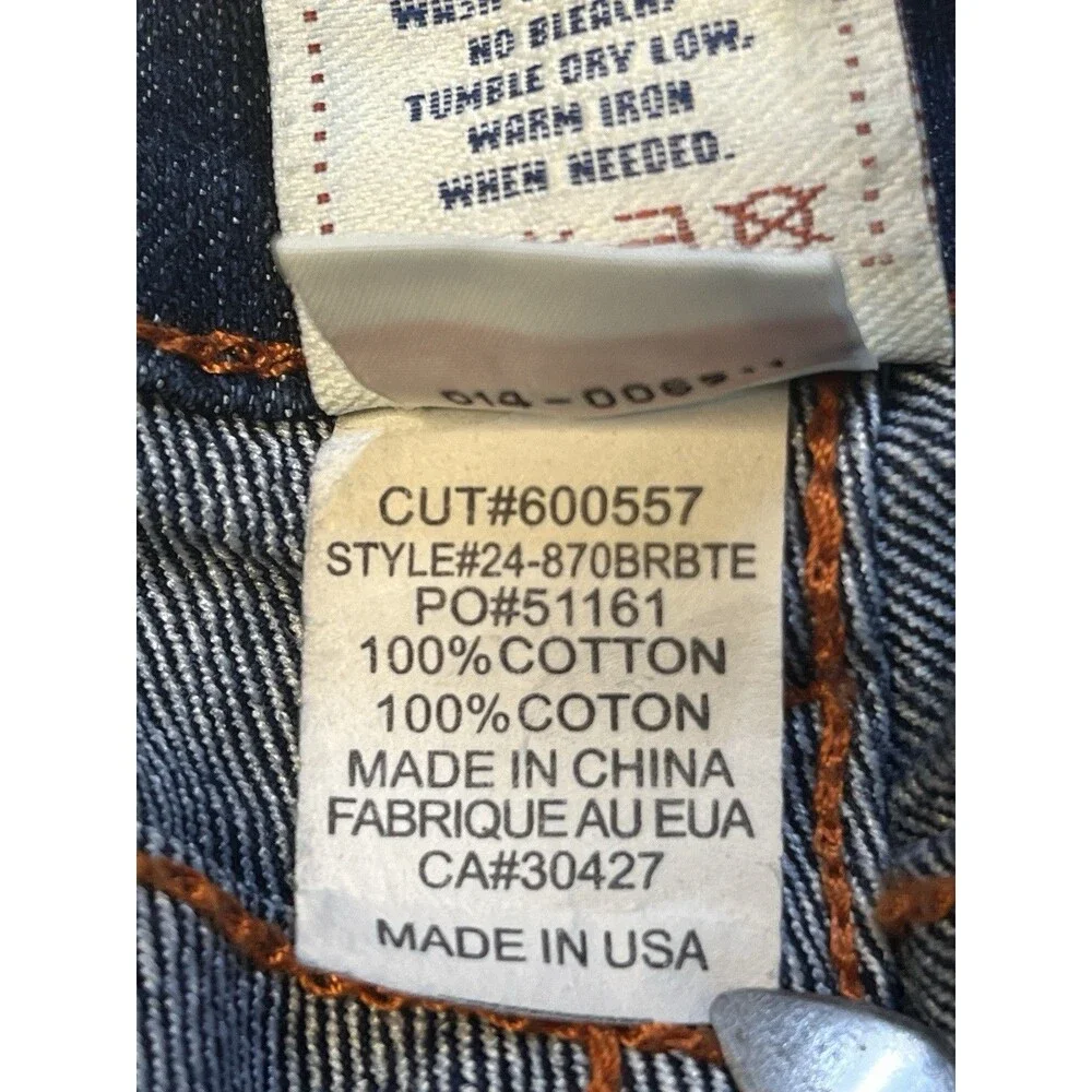 True Religion Joey Super T Jeans Men's 30x32 Dark Wash Flap Pocket Orange Stitch